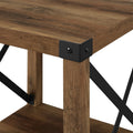 Rustic Industrial Metal X 2 Tier Side Table Rustic Oak Oak Mdf