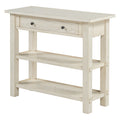 Retro Console Table With Drawer And Two Sturdy Shelves For Entryway, Living Room Gray Wash Gray Wash Mdf,Rubber Wood