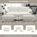 Free Combination Modular Convertible Sectional Sofa Bed Set, 4 Seat Upholstered Sleeper Corner Couch, Deep Seat Loveseat With Ottoman For Living Room, Office, Apartment,2 Colors White Chenille 4 Seat