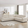 110 Inch Oversized Corduroy Corner Sofa,L Shaped Corner Couch With Two Storage Spaces,Usb Port & T Pyce Port And Cup Holderdeep Seat Comfy Upholstered Couches For Living Room Not Freely Combinable Beige Corduroy 5 Seat