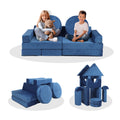 14Pcs Kids Sofa Modular Play Couch,Child Sectional Sofa To Boost Creativity,Boys And Girls Diy Creativing Playroom Couch Furniture For Toddlers Conertible Foam And Floor Cushion Blue Blue Foam Foam