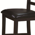 Counter Height Chair Withseating, Set Of 2, Brown Brown Wood Fabric