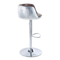 Vintage Brown And Aluminum Swivel Adjustable Stool Brown Dining Room Modern 1 Leather