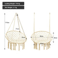 Hanging Macrame Hammock Chair With Handwoven Cotton Backrest Natural Cotton
