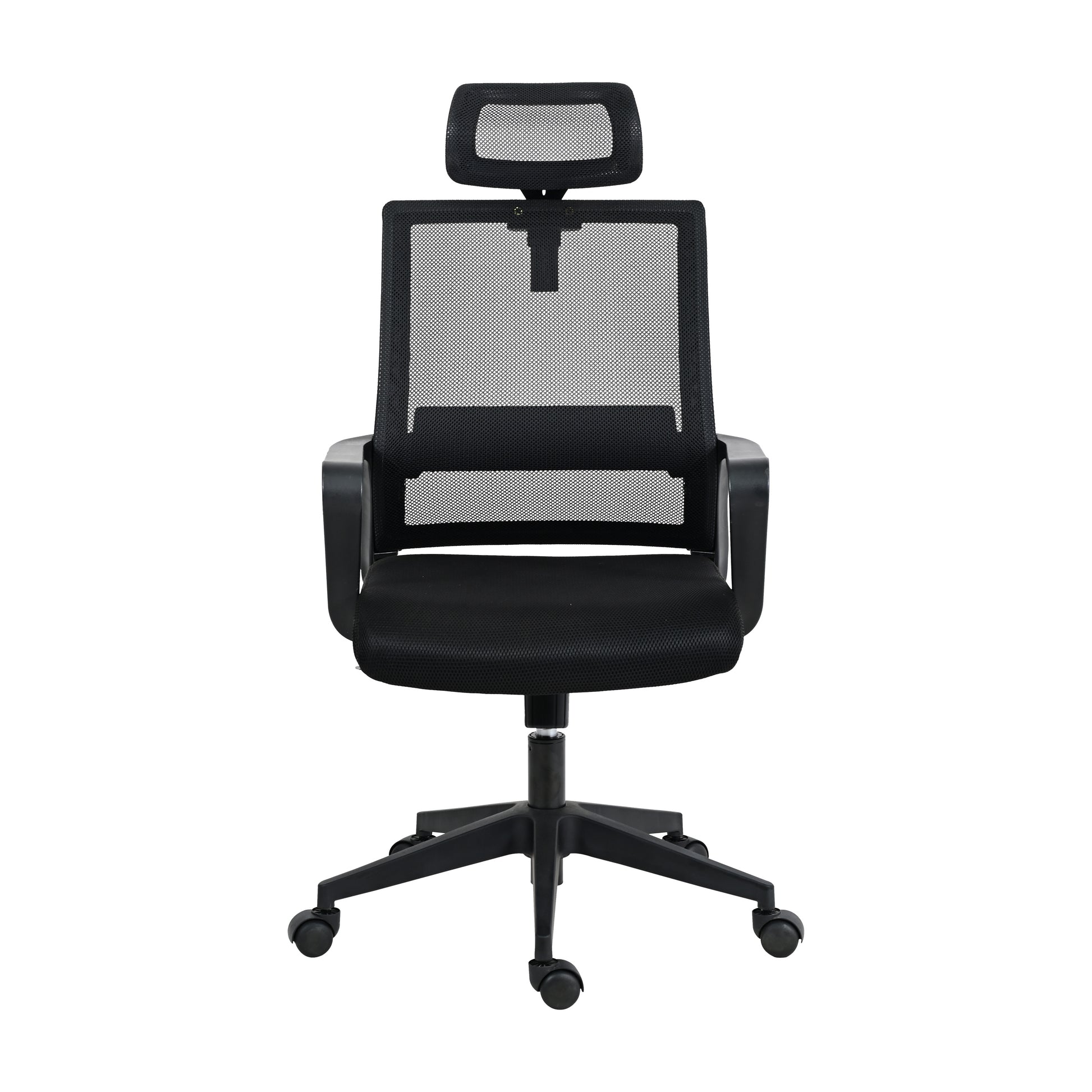 Techni Mobili Ergonomic Office Chair With Lumbar Support And Adjustable Headrest Black Office Spot Clean Modern Office Chairs Adjustable Height Fabric Plastic