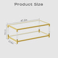 Modern Minimalist Style Gold Metal Frame With Acrylic Leg Coffee Table Cs 1195 Golden,Transparent Glass Acrylic