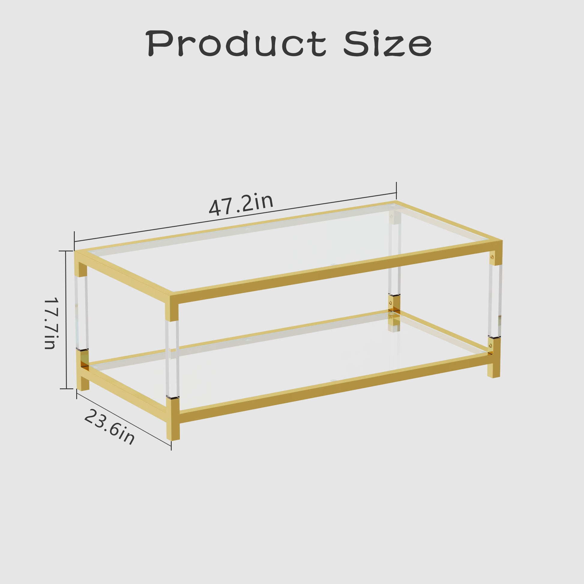 Modern Minimalist Style Gold Metal Frame With Acrylic Leg Coffee Table Cs 1195 Golden,Transparent Glass Acrylic