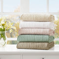 Oversized Quilted Throw With Soped Edges Seafoam 60X72