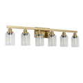 Golden 6 Light Vanity Light With Clear Glass Shades, Modern Iron Metal Bathroom Wall Fixture For Mirror, Ideal For Bathroom And Dressing Table No Bulbs Golden Glass,Iron