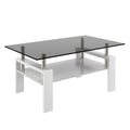 Rectangle Coffee Table, Tempered Glass Tabletop With Mdf Layer, Modern Table For Living Roomgray Glass Gray Tempered Glass