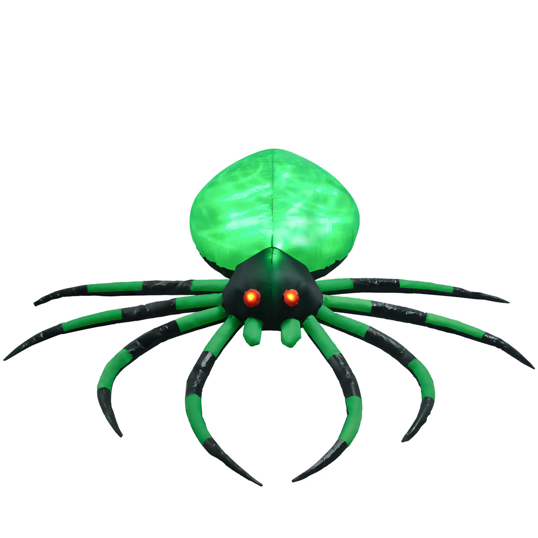 Homcom 6' Halloween Inflatable Outdoor Decoration Spider, Blow Up Led Yard Decor For Garden, Lawn, Party, Holiday, Waterproof Green Polyester