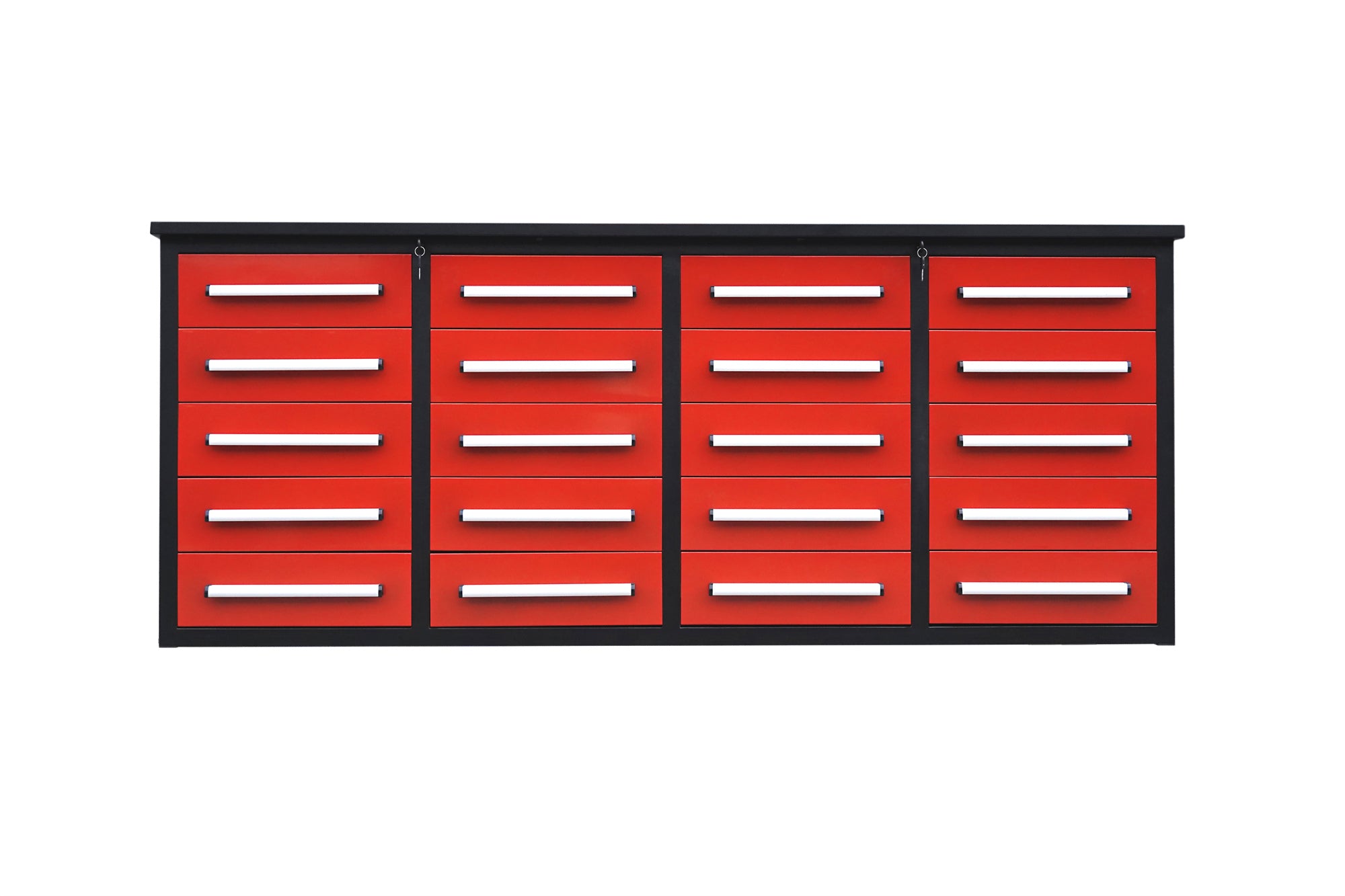 2515255 7' Garage Storage Cabinets With Workbench 20 Drawers Red Steel