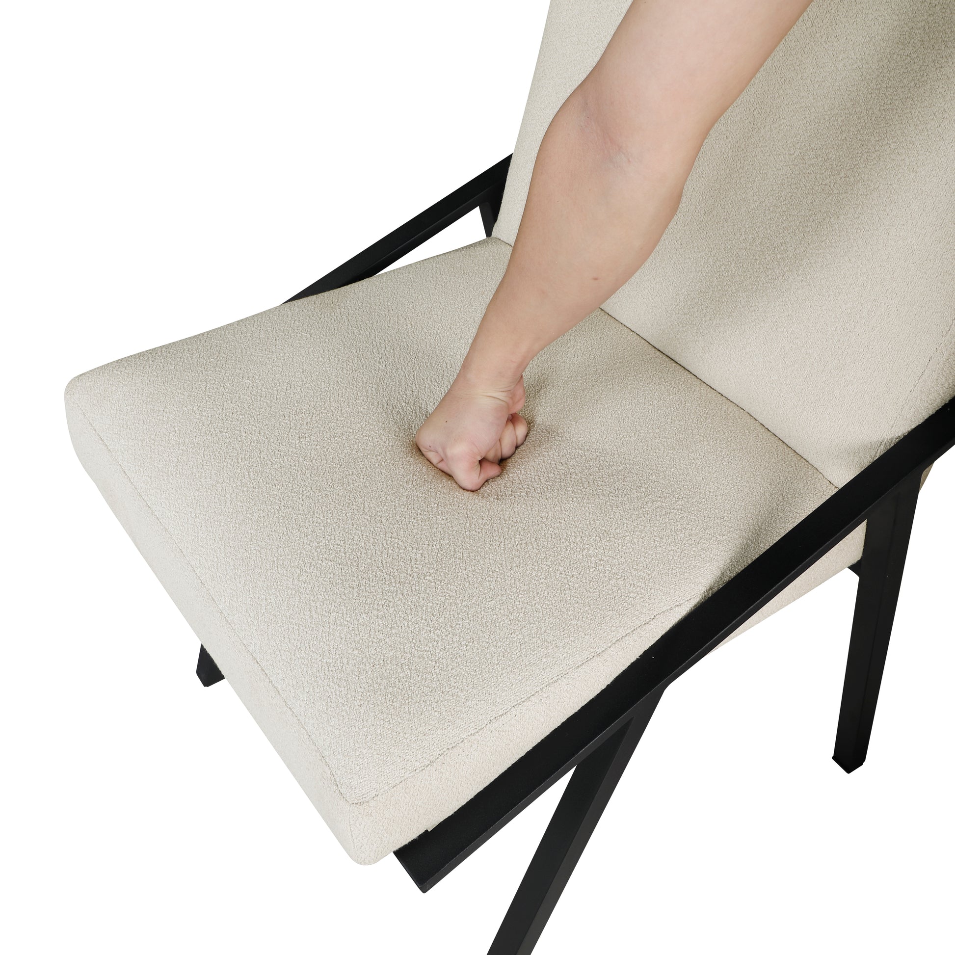 Black Metal Base Contemporary Side Chairs Set Of 2Pc, Cream Fabric Upholstered Dining Furniture Black Cream Dining Room Contemporary,Modern Side Chair Set Of 2 Metal