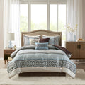 7 Piece Comforter Set Blue King King Blue Polyester