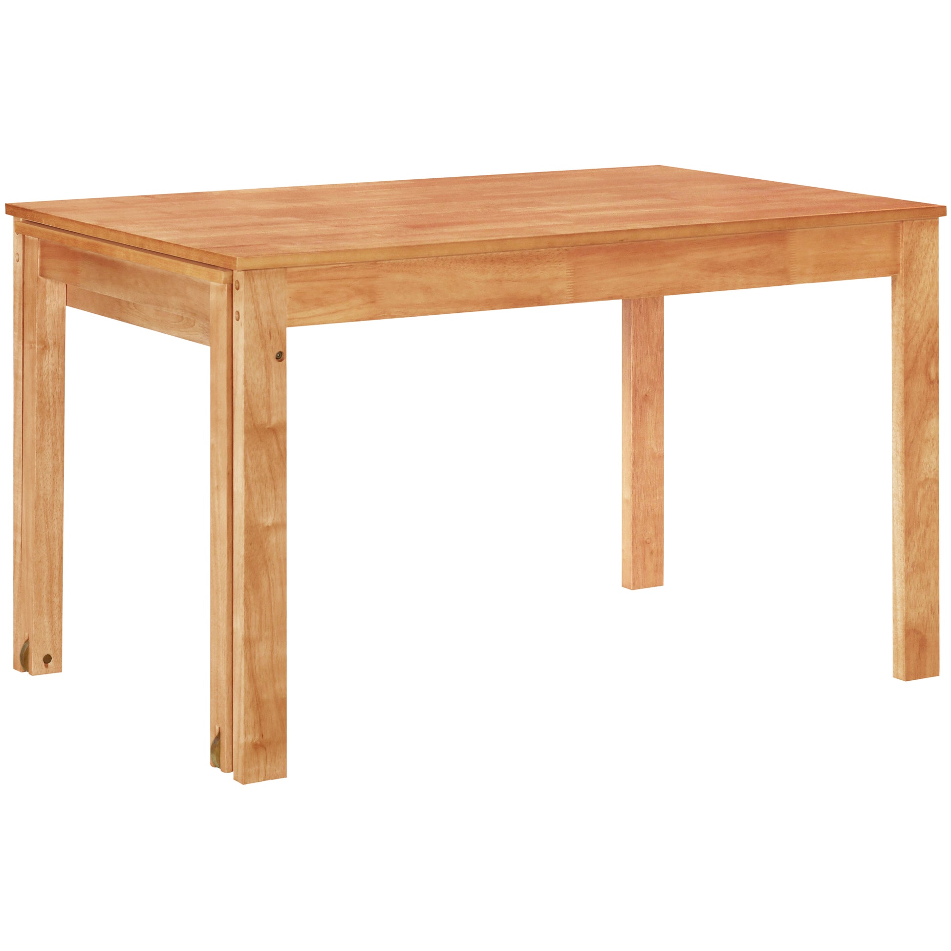 Farmhouse 65" 5 Piece Extendable Dining Table Set With Wheels Kitchen Table Set With 17.7" Pull Out Side Table And Dining Chairs For Small Places, Natural Wood Wood Natural Solid Back Wood Dining Room Solid Wood Rubberwood Rectangular Rectangular Dining