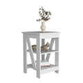 3 Tier End Table Nightstand, Side Table For Small Space, White White Solid Wood Mdf Engineered Wood