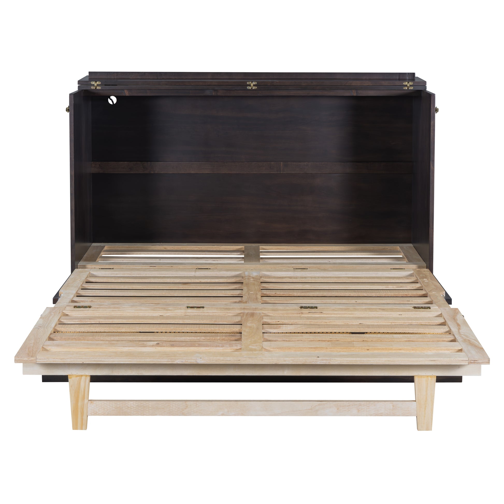 Queen Murphy Bed With Large Drawers,Espresso Queen Espresso Plywood