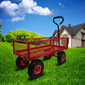 3 Cu. Ft. 300 Lbs. Capacity Removable Sides Metal Steel Mesh Heavy Duty Utility Wagon Outdoor Garden Cart In Red Red Steel