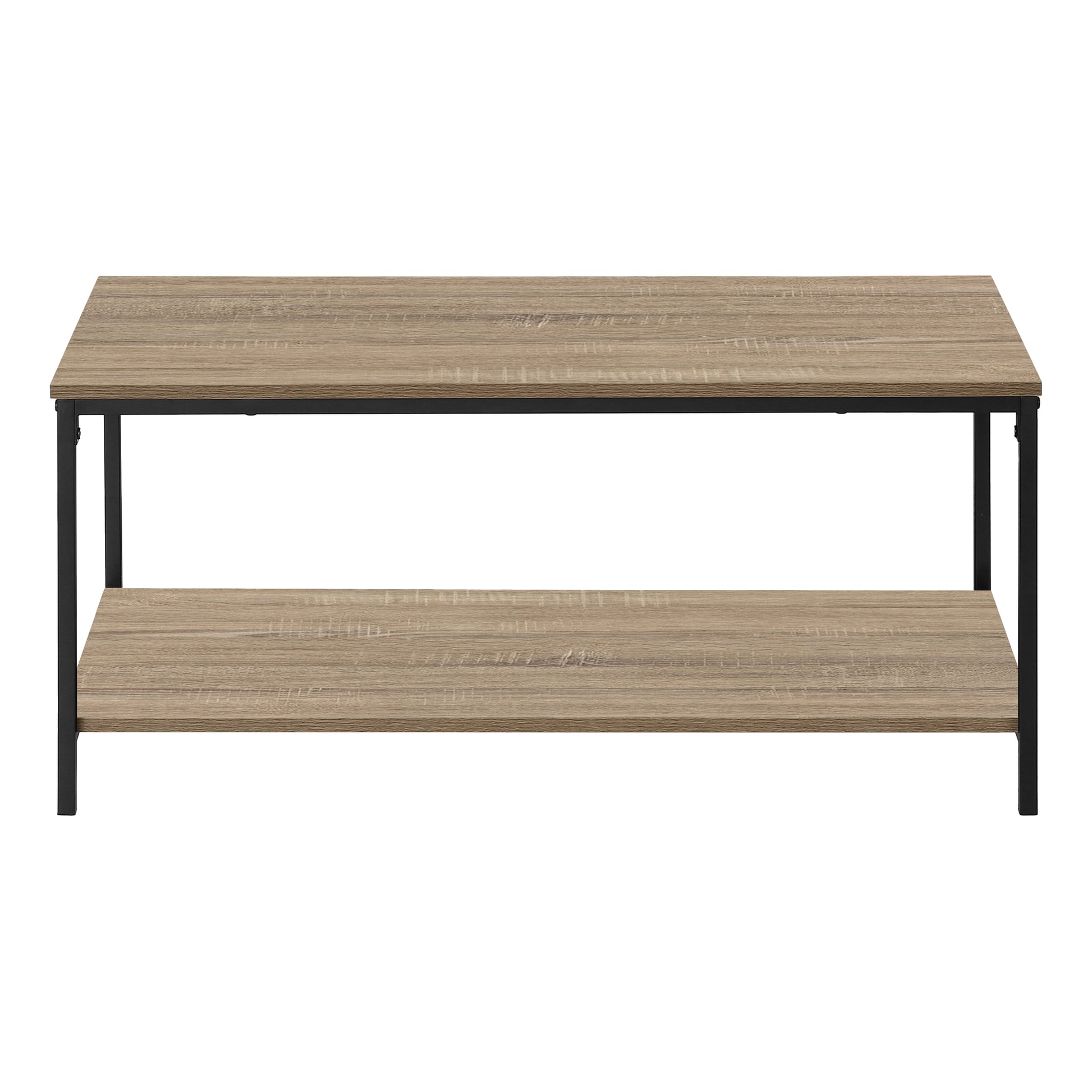 Coffee Table, Accent, Cocktail, Rectangular, Living Room, 40"L, Brown Laminate, Black Metal, Contemporary, Modern Taupe Mdf