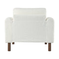 Oversized Accent Chair, Upholstered Living Room Chairs Single Sofa Chair With Walnut Legs, Curved Handrail, White White Teddy