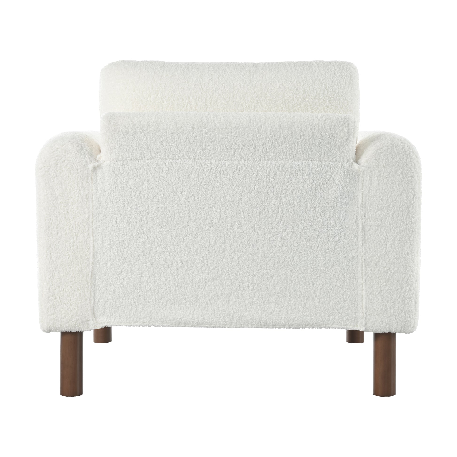 Oversized Accent Chair, Upholstered Living Room Chairs Single Sofa Chair With Walnut Legs, Curved Handrail, White White Teddy