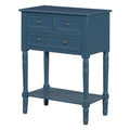 Narrow Console Table, Slim Sofa Table With Three Storage Drawers And Bottom Shelf Navy Navy Solid Wood Mdf