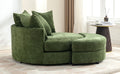 Orisfur. 360 Swivel Accent Barrel Chair With Storage Ottoman & 4 Pillows, Modern Chenille Leisure Chair Round Accent For Living Room, Green Green Foam Chenille