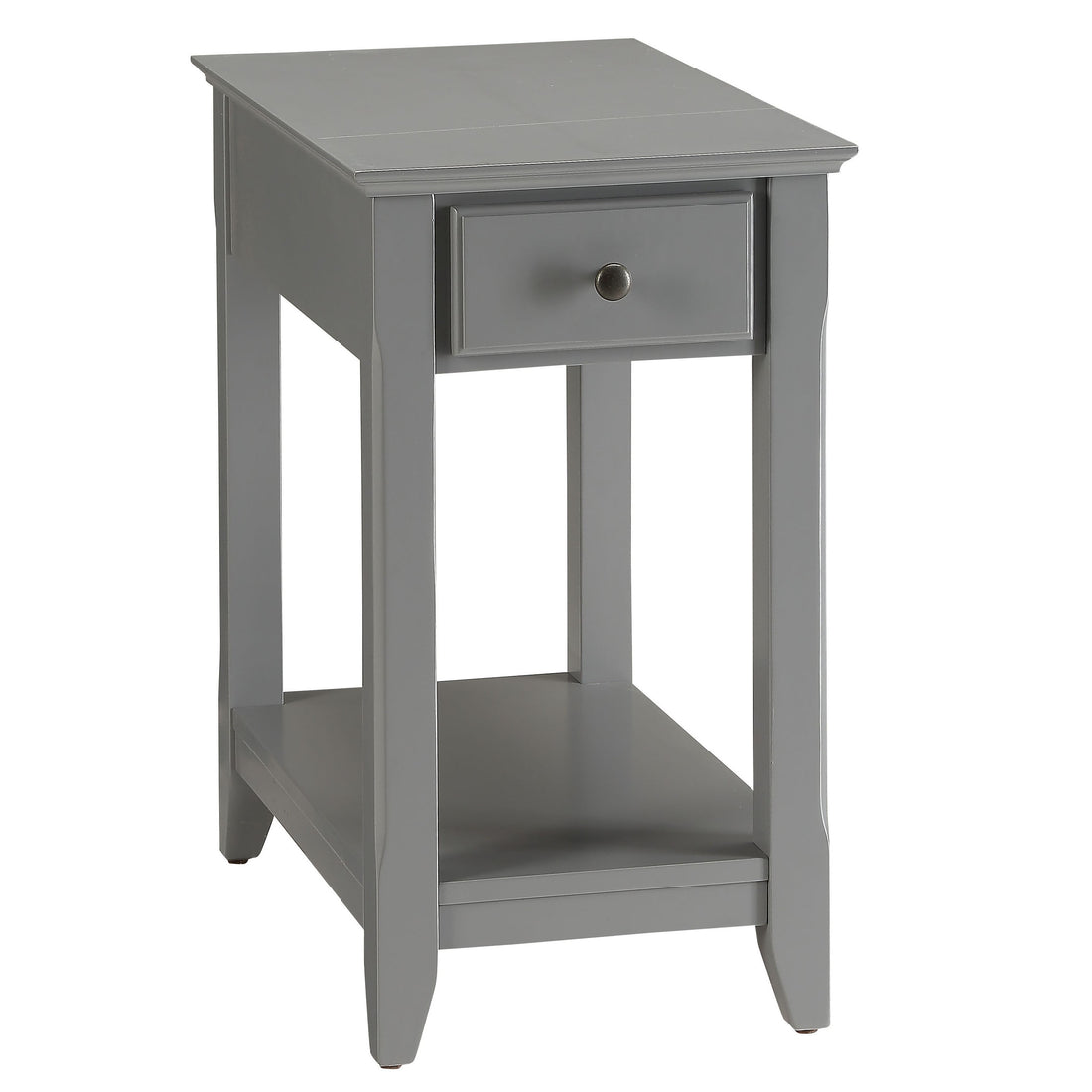 Grey Accent Table With Bottom Shelf Grey Primary Living Space Drawers Rectangular Solid Wood Mdf