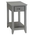 Grey Accent Table With Bottom Shelf Grey Primary Living Space Drawers Rectangular Solid Wood Mdf
