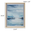 Framed Glass And Single Matted Abstract Landscape Coastal Wall Art Blue Polyester