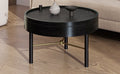Modern Round Wood Rotating Tray Coffee Table With Storage & Metal Legs In Black Black Metal,Rubber Wood