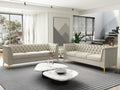 Fx P83 Cw Sofa Modern Velvet Living Room Chesterfield Design 82.7Inch Wide Sofa Cream White Color Beige Velvet 3 Seat