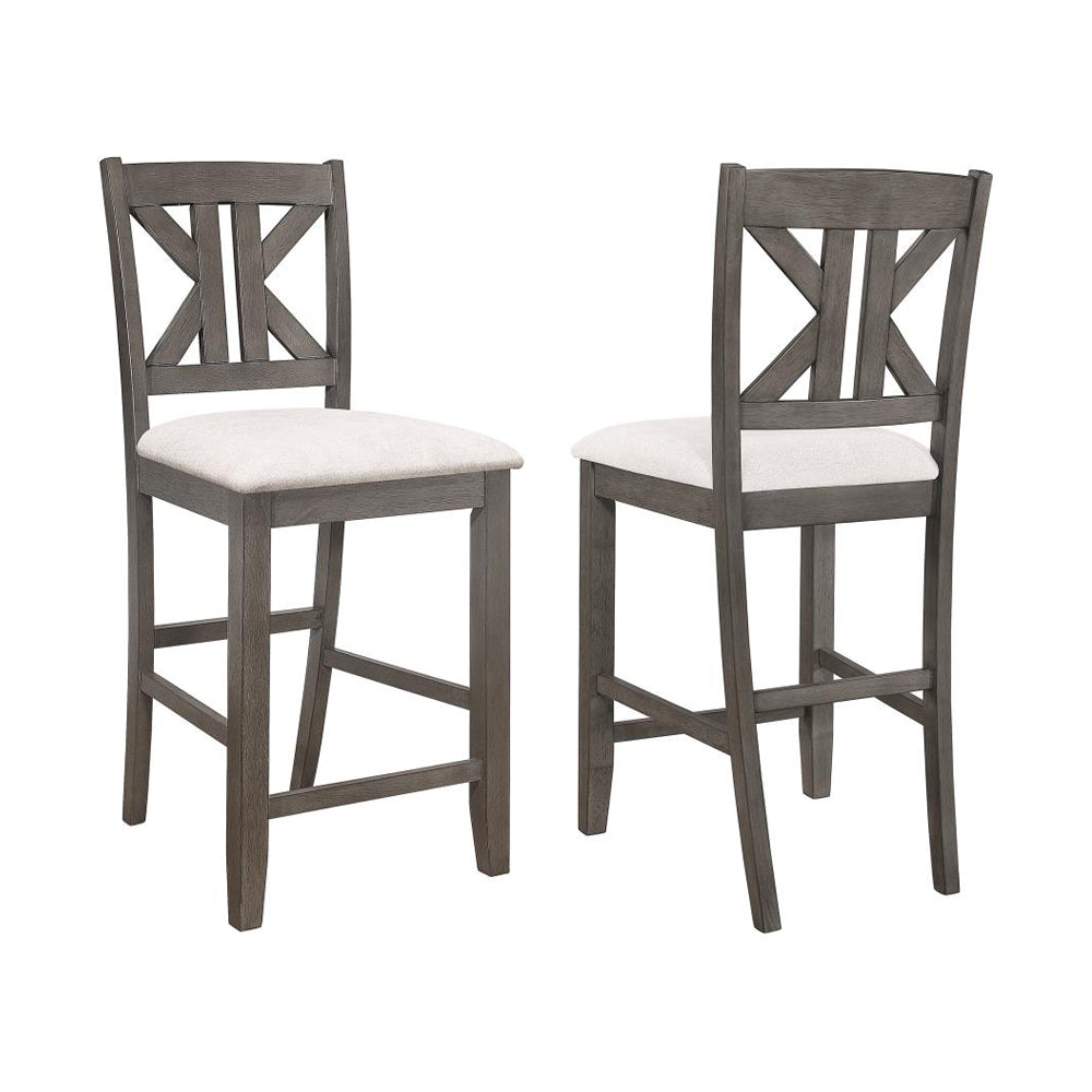 Set Of 2 Counter Height Chairs With Cushion, Barn Grey Solid Grey Dining Room Rectangular Dining Chairs Set Of 2 Fabric,Mdf