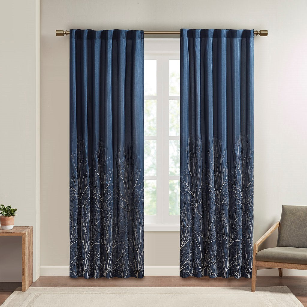 Curtain Panel Only 1 Pc Panel White Blue Polyester