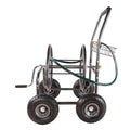 Garden Hose Reel Cart 4 Wheels Portable Garden Hose Reel Cart With Storage Basket Rust Resistant Heavy Duty Water Hose Holder Green Dark Green Abs Rubber Steel Q235