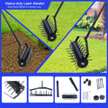 Rolling Manual Lawn Aerator, Home Aerator Lawn Tool Pusher, 58 Inch Handle Push Lawn Aerator For Lawns, Yards And Gardens Black Iron