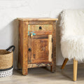 Carved Side Table Natural Wood