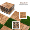 36Pcs Diy Wood Plastic Carbonized Floor, 8Pcs Simulated Lawn, Waterproof And Sunscreen, Transform Your Outdoor Space Wood Wood Plastic