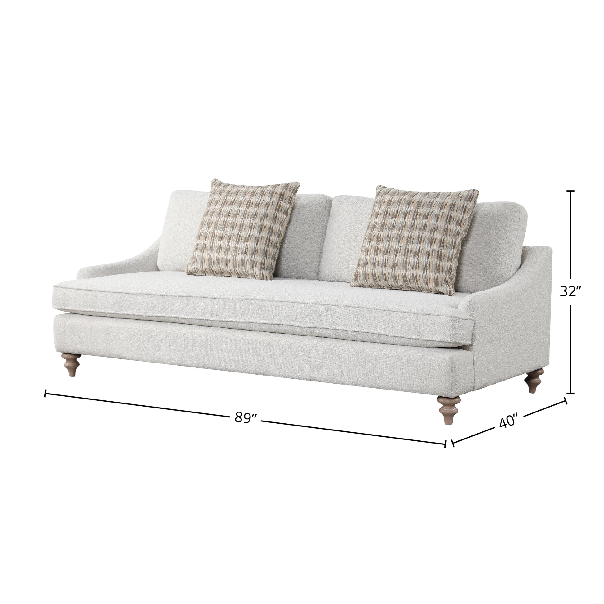 Sofa Single Reverable Cushion With 2 Pillows Off White Upholstered 3 Seat