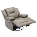 360 Swivel And Rocking Home Theater Recliner Manual Recliner Chair With A Led Light Strip For Living Room,Bedroom, Grey Grey Foam Pu