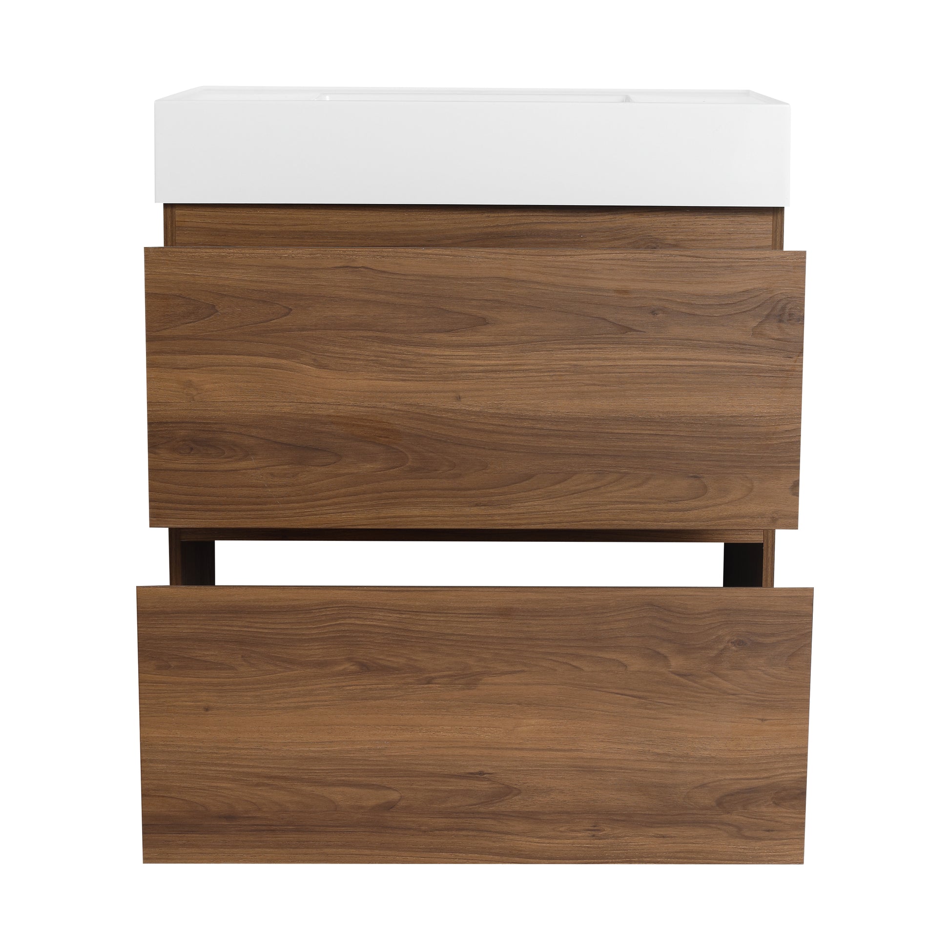 30" Bathroom Vanities With Single Sink Combo, Modern Undermount Bathroom Sink Cabinet With Double Drawer, Freestanding Bathroom Sink Cabinet,Engineering Wood,Brown Brown American Design Engineered Wood