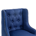 Coolmore Bar Stools Set Of 2 Counter Height Chairs With Footrest For Kitchen, Dining Room And 360 Degree Solid Wood Legs Swivel Bar Stools Set Of 2 Navy Linen Navy Foam Linen