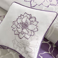 Printed Cotton Sateen Comforter Set Taupe Grey Purple Queen Queen Purple Cotton