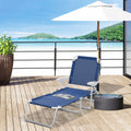 Outsunny Folding Chaise Lounge, Outdoor Sun Tanning Chair, 4 Position Reclining Back, Armrests, Metal Frame And Mesh Fabric For Beach, Yard, Patio, Blue Blue Metal