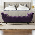 Alma Tufted Flared Arm Entryway Bench, Purple Velvet Purple Foam Velvet