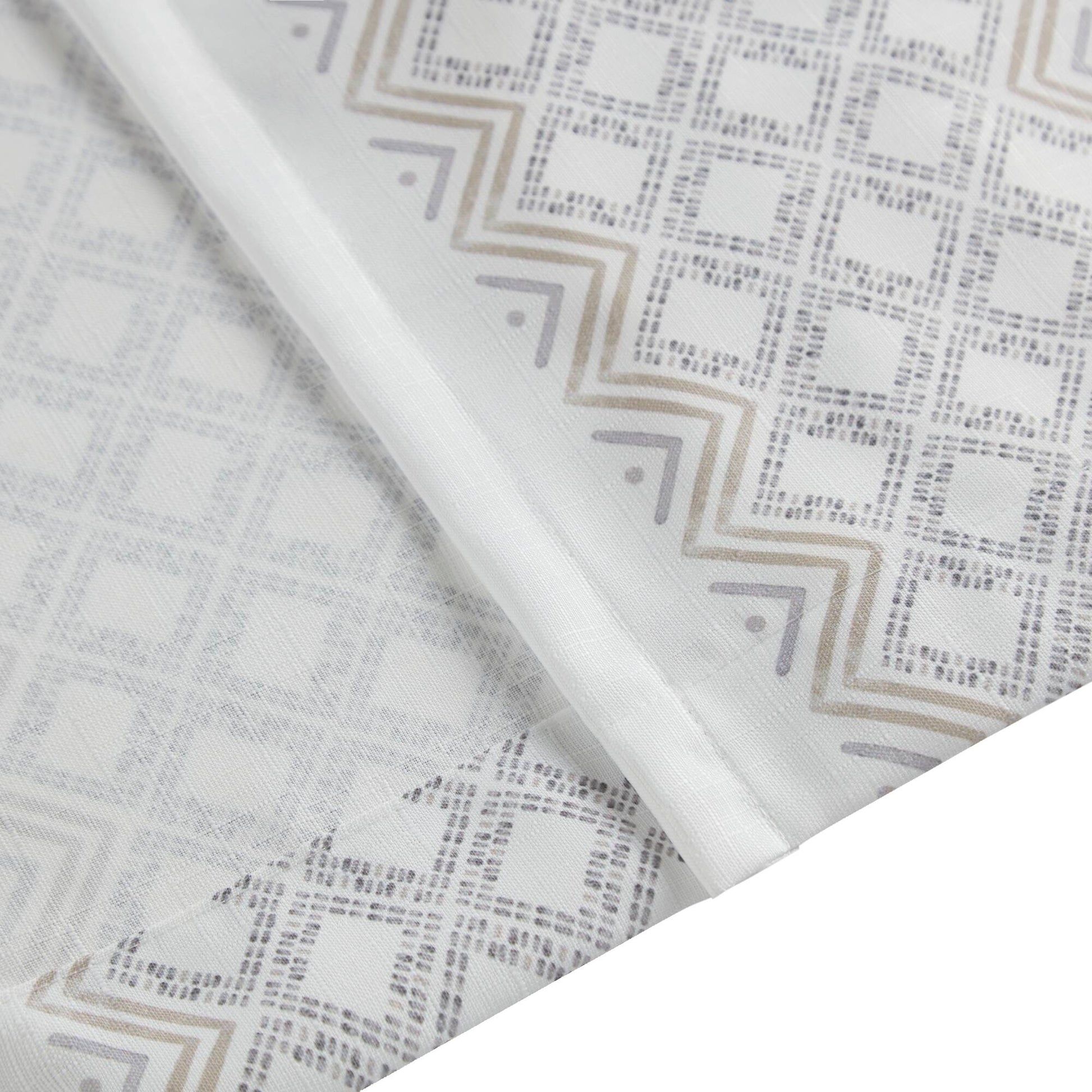 2Pk Poly Printed Curtain Panel With Tufted Stripe White Taupe 2 Pk 50X84" Multicolor Polyester