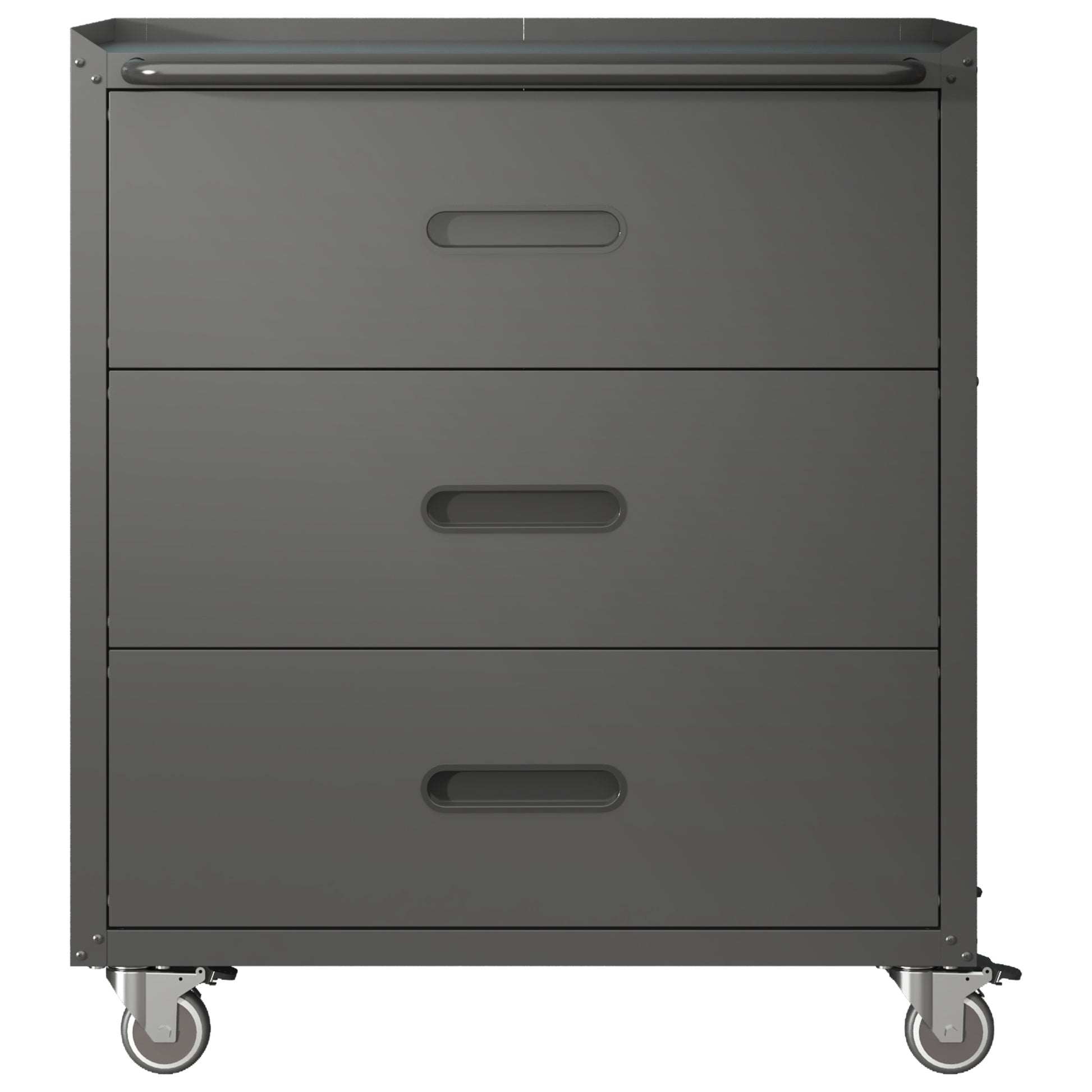 Heavy Duty Metal Storage Cabinet With Wheels 3 Drawer Tool Cabinet For Garage, Office, And Home Organizer Solutions, Black Gray Black Steel