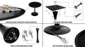 Black Circular Dining Table, 31.5 