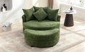 Orisfur. 360 Swivel Accent Barrel Chair With Storage Ottoman & 4 Pillows, Modern Chenille Leisure Chair Round Accent For Living Room, Green Green Foam Chenille