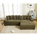 Arrived Oversized Two Piece Couches, L Shaped Sofa, Corduroy, Right Chaise Daybed,With Armrests,Eight Throw Pillows,Corner Sofa,Easy To Assemble, Green Green Polyester Wood Primary Living Space